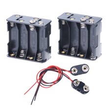 2Set 8 X AA Thicken Battery Holder and T Type Wired Battery Clip Standard Snap C