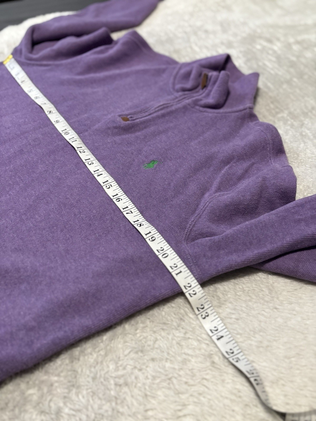 Polo Ralph Lauren Uomo Viola 1 4 Zip Pullover Felpa Verde Pony Medium