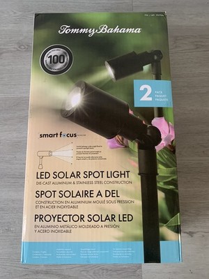 Tommy Bahama LED Solar Spotlights - Smart Focus - 100 Lumens - 2 Pack