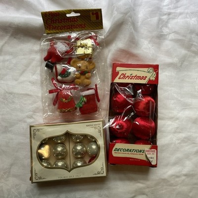 3 Pkgs VTG Satin Thread Balls/Shine Brite/Flocked Christmas Ornaments   READ