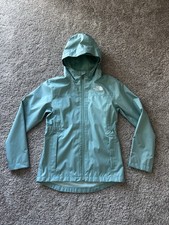 The North Face Girls DryVent Hooded Rain Jacket Size 12 Large Aqua Blue