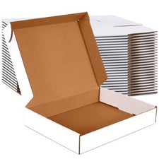 12x9x2 inch Small Shipping Boxes Set of 25, White Corrugated Cardboard Box Li...