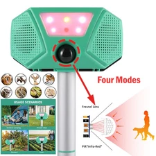 Solar Ultrasonic Animal Repellent Pest Bird Dog Cat Skunk Deer Raccoon Repeller