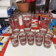 PEPSI COLA 8 BICCHIERI VETRO GLASS BICCHIERE TIFFANY DISEGNI 15X7 PUBBLICITARIO