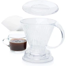 Large 18 oz Coffee Dripper with 100 Paper s Free Plastic Pour Over