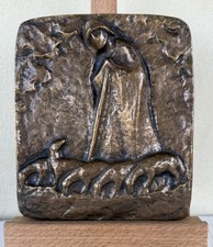 Italia, primi '900 - secessione romana- bassorilievo in bronzo , scena bucolica