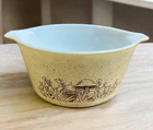 Vintage PYREX 473-B FOREST FANCIES Mushroom Bowl 1 Liter Brown Almond No Lid