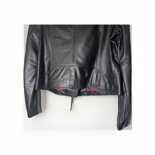 Chaqueta de cuero Sam Edelman piel de cordero para mujer grande piel de cordero motocicleta plateada - Imagen 11 de 13