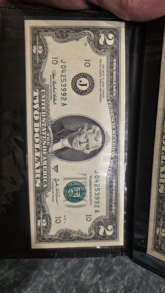 World Reserve Monetary Exchange 2 Dollar Bill Note Display With 2 Bills - Image 3 of 4