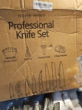 Home Hero Kitchen Knife Set 17pc Stainless Steel Knives with stand & accessories