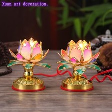 1pc Seven Color Lotus Lamp Red Lamp Home Desktop Decoration Buddhist Supplies