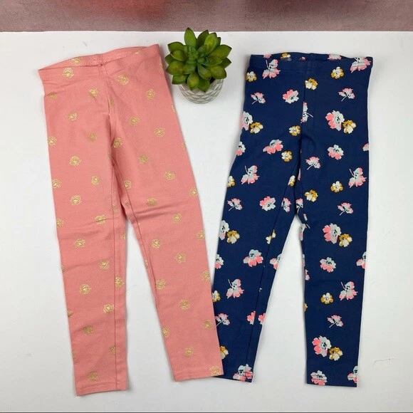 Old Navy Leggings Pink Blue Floral Pants Girl Size XS 5