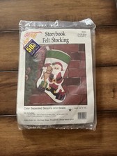Hobby Kraft Storybook Christmas Felt Stocking Kit 9223 Santa  Teddy Bear 18"