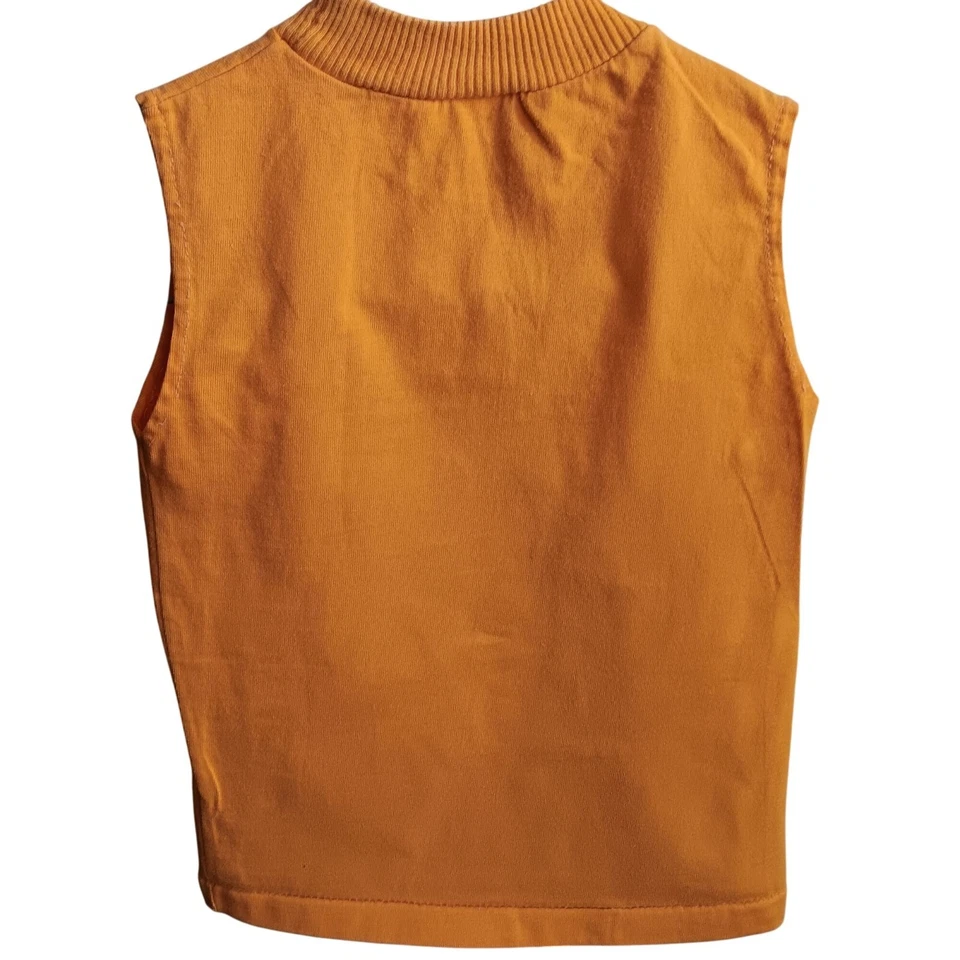 Girls 8 Single Stitch T-shirt Vintage Tank Top Ribbed Neckline 1970's Gold/Yello - Image 4 of 4