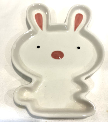 White Pink Black Easter Bunny Candy Dish Easter Decor
