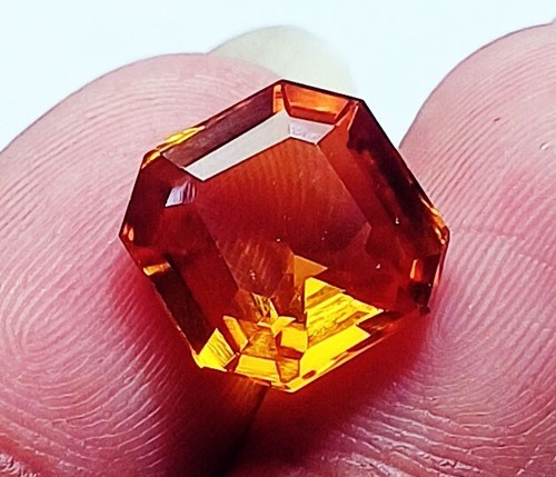 Loose Gemstone 8.00 Ct Natural Orange Sapphire Octagon Shape Certified - Picture 4 of 4