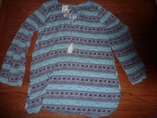 URBAN OUTFITTERS ECOTE BLUE MOTIF L/S TUNIC TOP/DRESS  SIZE SMALL   NEW