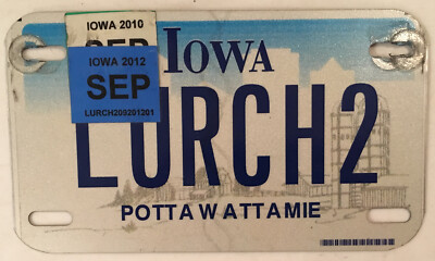 MOTORCYCLE vanity LURCH license plate Addams Family Defeat Stagger Loiter Jerk