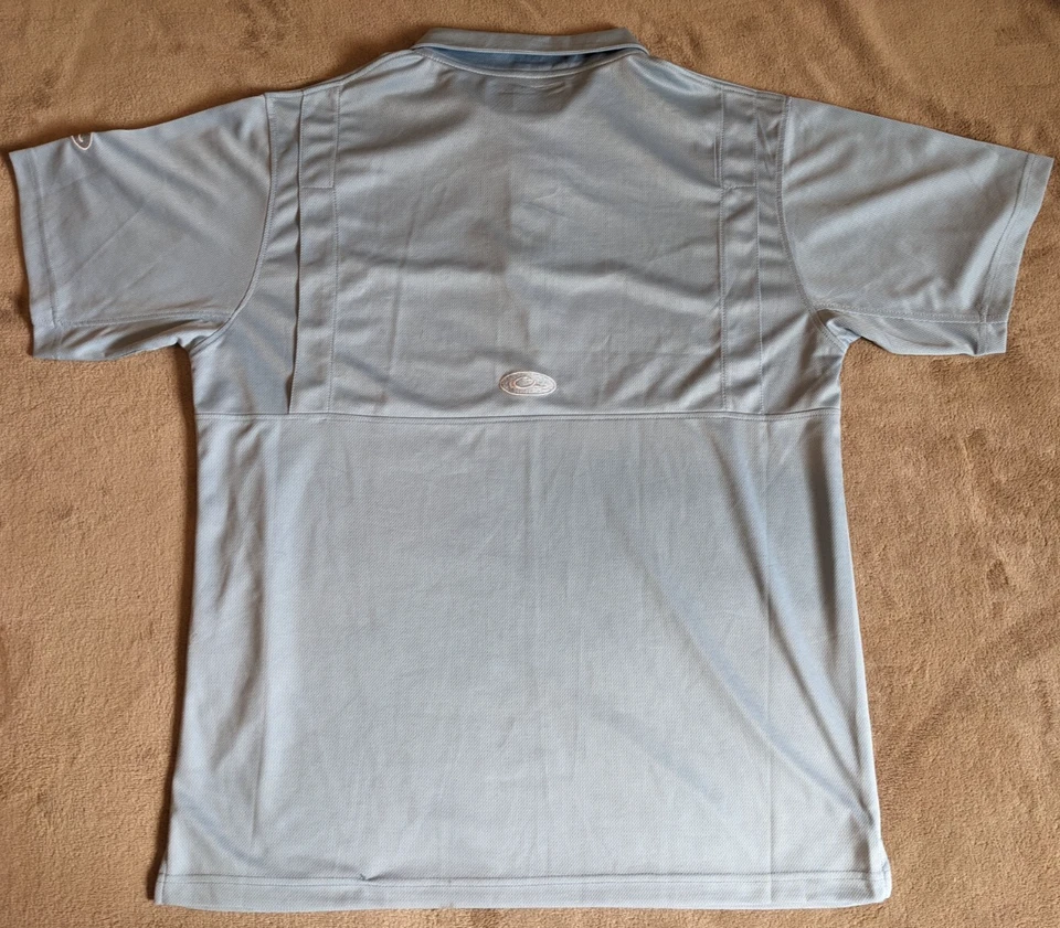 DRAKE Polo Shirt~Waterfowler 365~Mens L~Blue~Stretch~Duck Hunting~Short Sleeve - Image 2 of 4