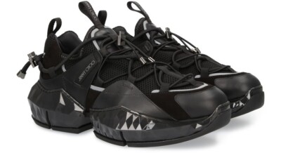 JIMMY CHOO LONDON DIAMOND TRAIL LEATHER MESH TRAINER MEN SNEAKERS