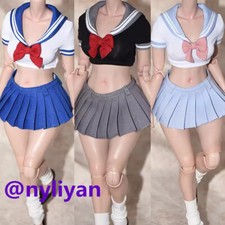 1/6 Female School Uniform Pleated Skirt Bowtie Clothes For 12"PH TBL Figure Body