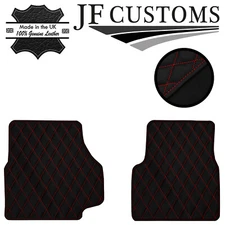 RED DIAMOND STITCH VINYL 2X TAILORED FLOOR MAT CARPETS FOR DEFENDER 90 110