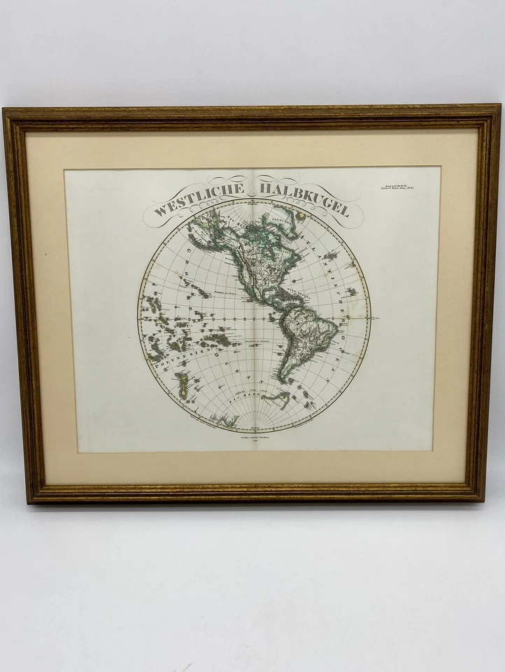 German 1866 Stieler World Map- Eastern & Western Hemisphere Framed Set - Image 4 of 4