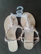 BRAND NEW David's Bridal Jeweled T Strap Sandals Gemma RoseGold 5W NEVER WORN
