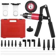 24Pcs Hand Held Vacuum Pressure Pump Tester Brake Fluid Bleeder Car Tool Kit