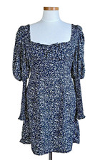 Urban Outfitter Kiss the Sky LARGE Mini Dress New NWT Black Puffy Sleeve