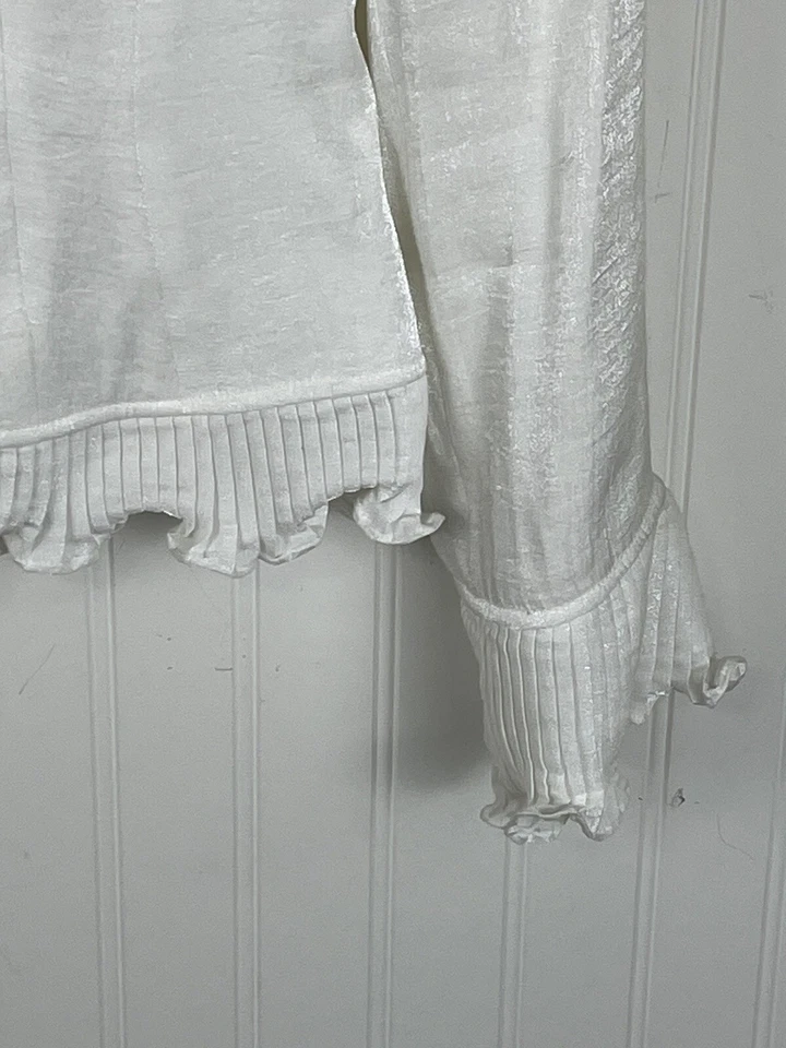 Chaqueta Blazer Vintage VICTOR COSTA Mujer Blanca Borde con Volantes Talla 4 Foto 4 de 4