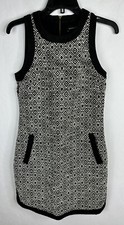 Banana Republic Womens Dress 2 Black White A Line Sleeveless Pockets Lined