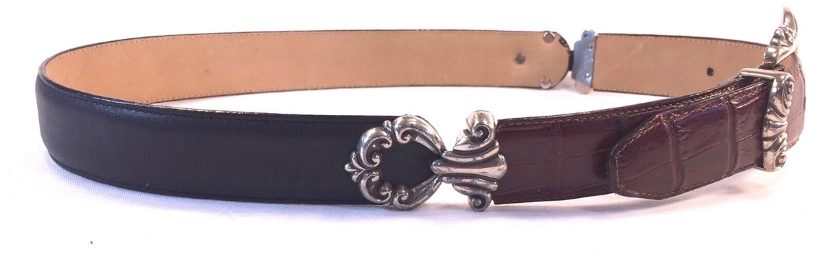 ?B2G1 BRIGHTON Brown Pewter Tarnished Leather Western Buckle Belt Brighton Western Rain Dance Belt | Pinto Ranch main image 3