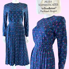 VTG 80'S 90'S PENDLETON MISS SOPHISTICATES RAYON 2PC SKIRT DRESS SET AS-IS S