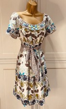 Phase Eight UK 12 Multi Coloured Patterned Cotton Bead & Belted Summer Dress