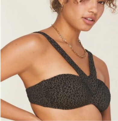 Andie Swim X Demi Moore The Monaco Swim Top Women's XS Lurex Floral Jacquard New