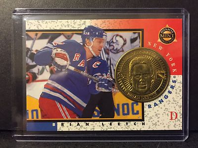 Brian Leetch 1997-98 Pinnacle Mint Die-Cut Card with Brass Coin #19