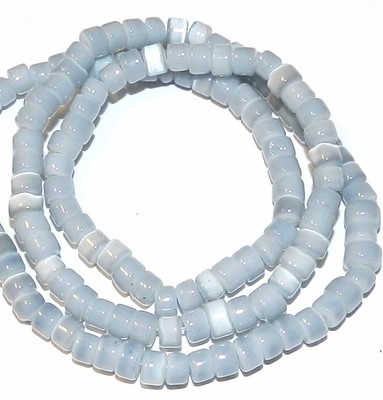 G2476 Gray 4mm Round Tube Heishi Cat's Eye Fiber Optic Glass Beads 16'' 