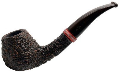 Brebbia ''Logo'' 6122 9mm Filter Rustic Medium Bent Brandy Handmade Bruyère Pfeife