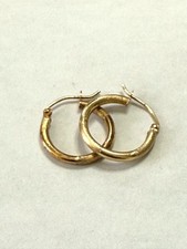 Vintage 14K Gold Hoop Earrings Small Satin Polished Finish