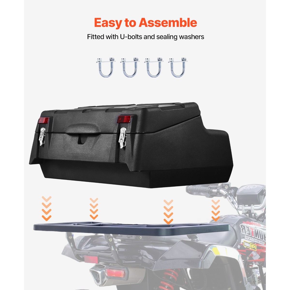 95L ATV Rear Rack Storage Box UTV Trunk Cargo Boxes 34x21x18