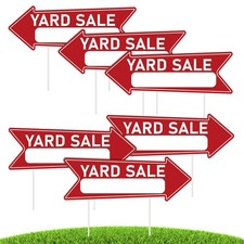 6 Pack Yard Sale Signs with Stakes, Double Sided Arrow Lawn Signs for Outdoor...