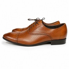 Salvatore Ferragamo Riley Brown Leather Cap Toe Oxford Dress Shoes Men s 8