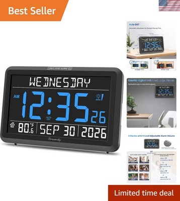 Digital Clock with Date and Day of Week with Battery Backup | Large Calendar ...