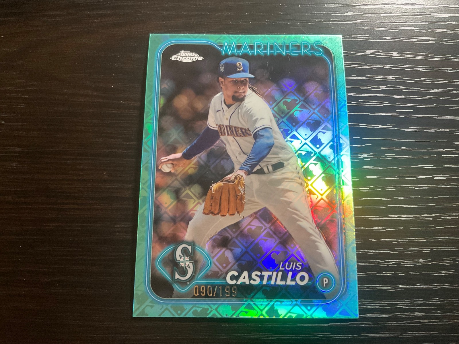 2024 Topps Chrome Logofractor Edition Aqua Refractor 90/199 Luis Castillo #129