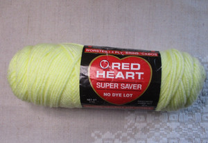 vintage Red Heart Super Saver, Pale Yellow, 3 oz, 100% Acrylic, No Dye Lot