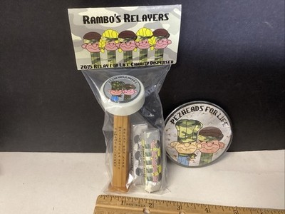 Pez Rambo Relayers For Life Charity Dispenser 2015 Rare Test Color 1 of 2 + Pin