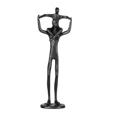 Father and Son Collectible Figurine - Aesthetic Black Cast Iron Statue for Ho...