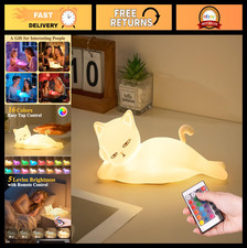 16-Color Touch  Remote Cat Lamp - Dimmable Silicone Night Light for Kids  Teen