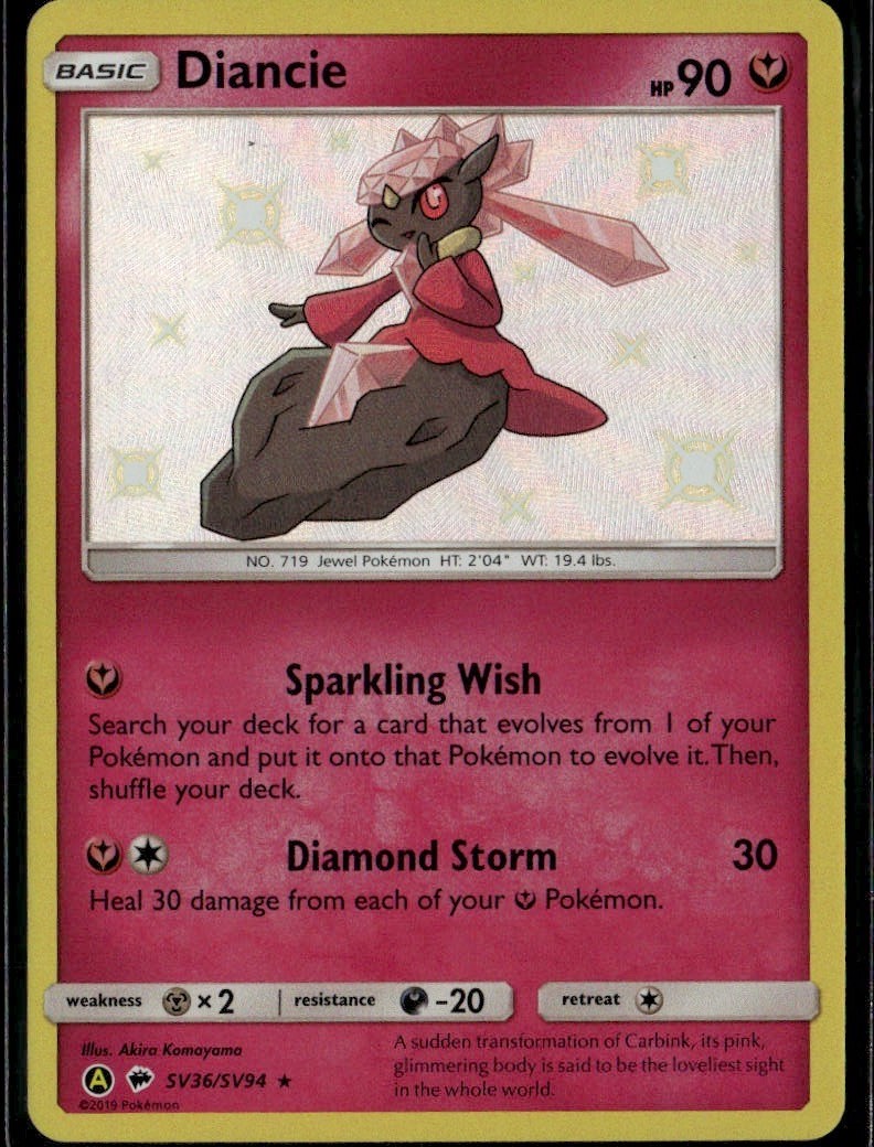 Diancie Shiny Holo Rare Hidden Fates: Shiny Vault SV36/SV94 Fairy Holofoil Pokem